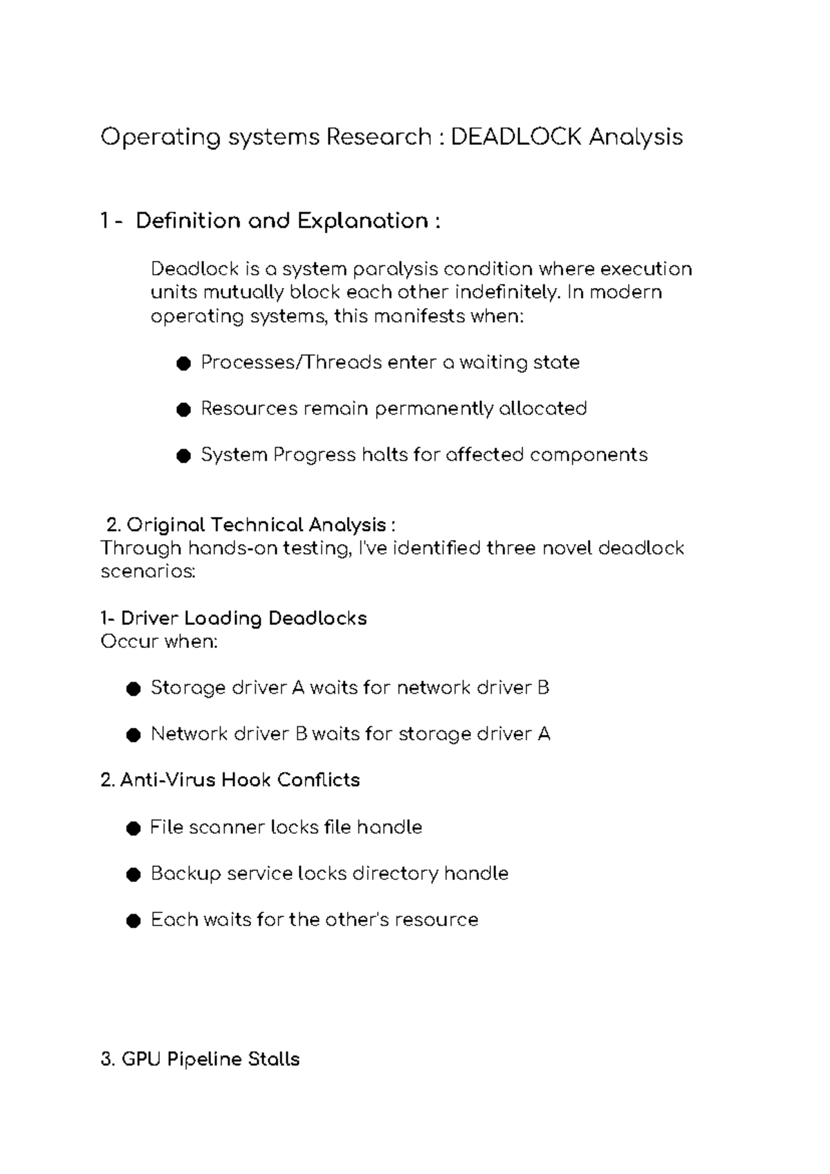 OS 101: Research Report on Deadlock Analysis and Prevention Framework ...
