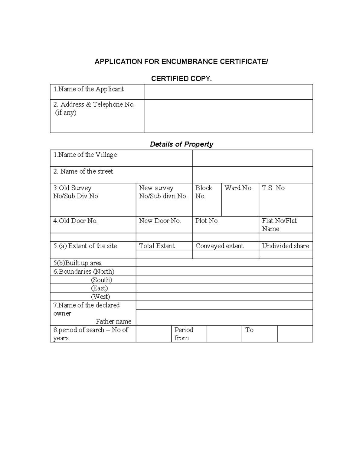 APPLICATION FOR ENCUMBRANCE CERTIFICATE - DETAILS INCLUDED - Studocu
