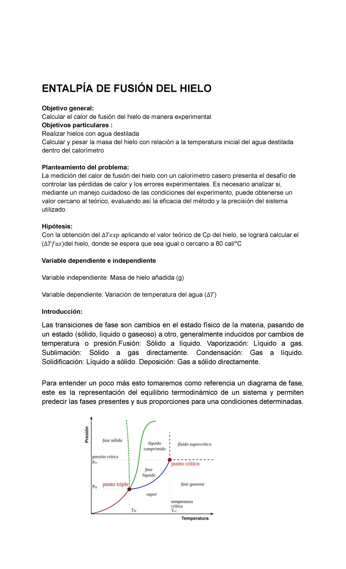 ENT-101: Calor de Fusión del Hielo - Experimento y Análisis - Studocu