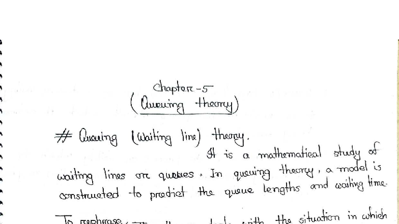 Queuing Theory: An In-Depth Study of Waiting Lines and Systems - Studocu