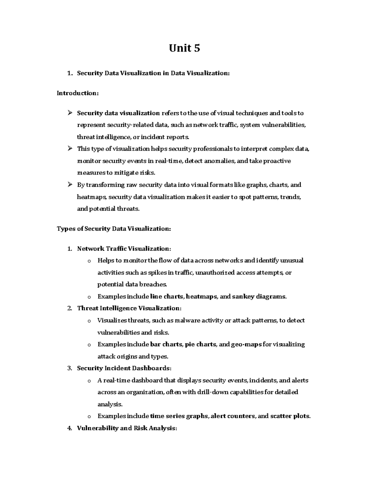 Unit 5: Security Data Visualization Techniques and Tools in ...