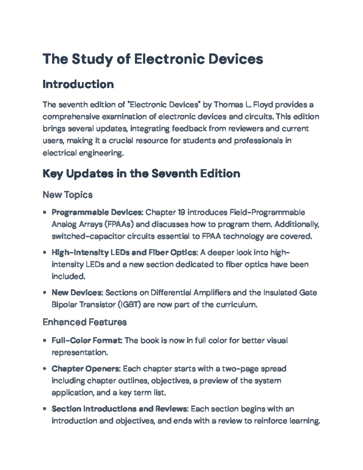 Advanced Study of Electronic Devices - Analysis & Key Updates (EE 101 ...