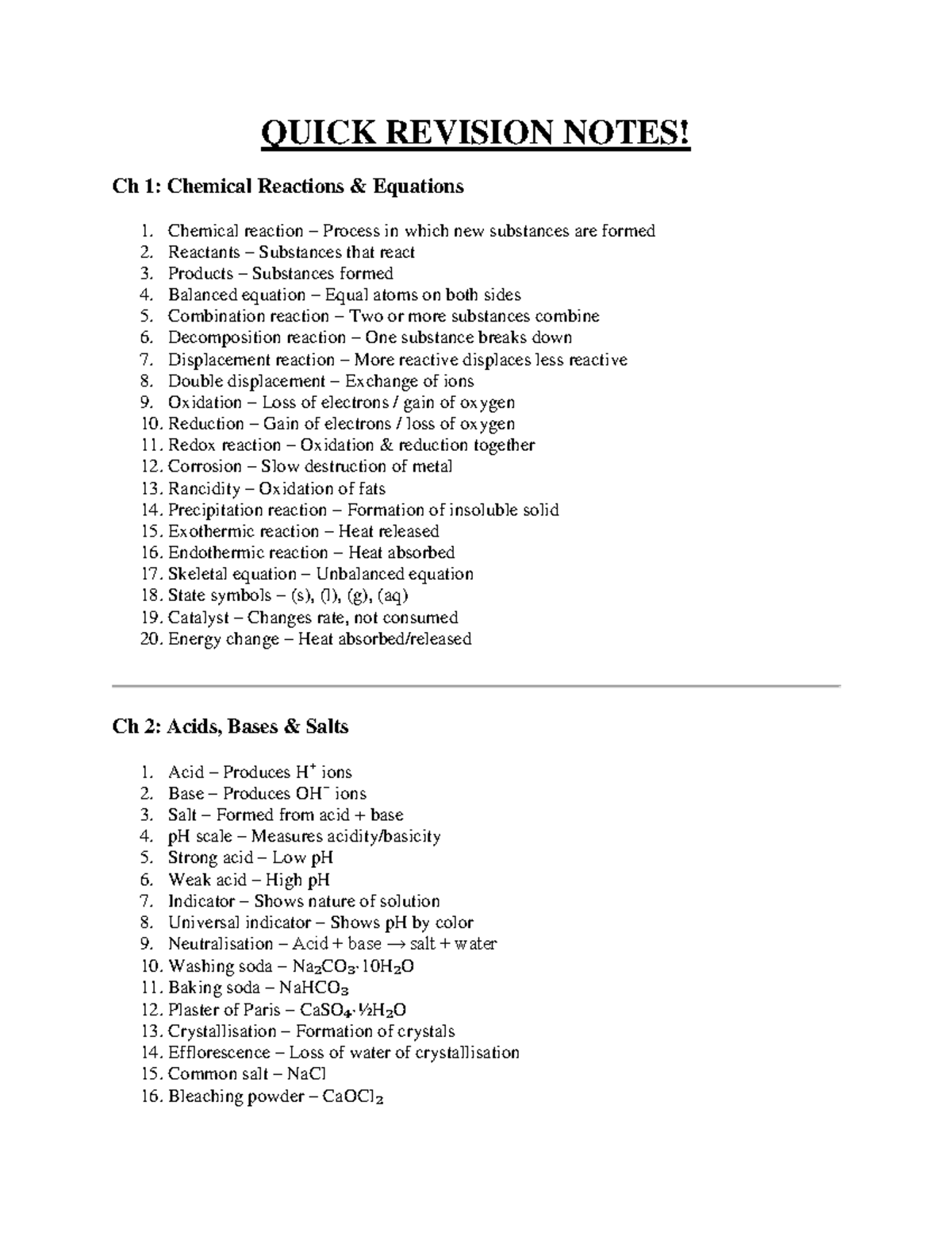 Science Revision Notes: Ch 1-4 & Biology Overview - Studocu