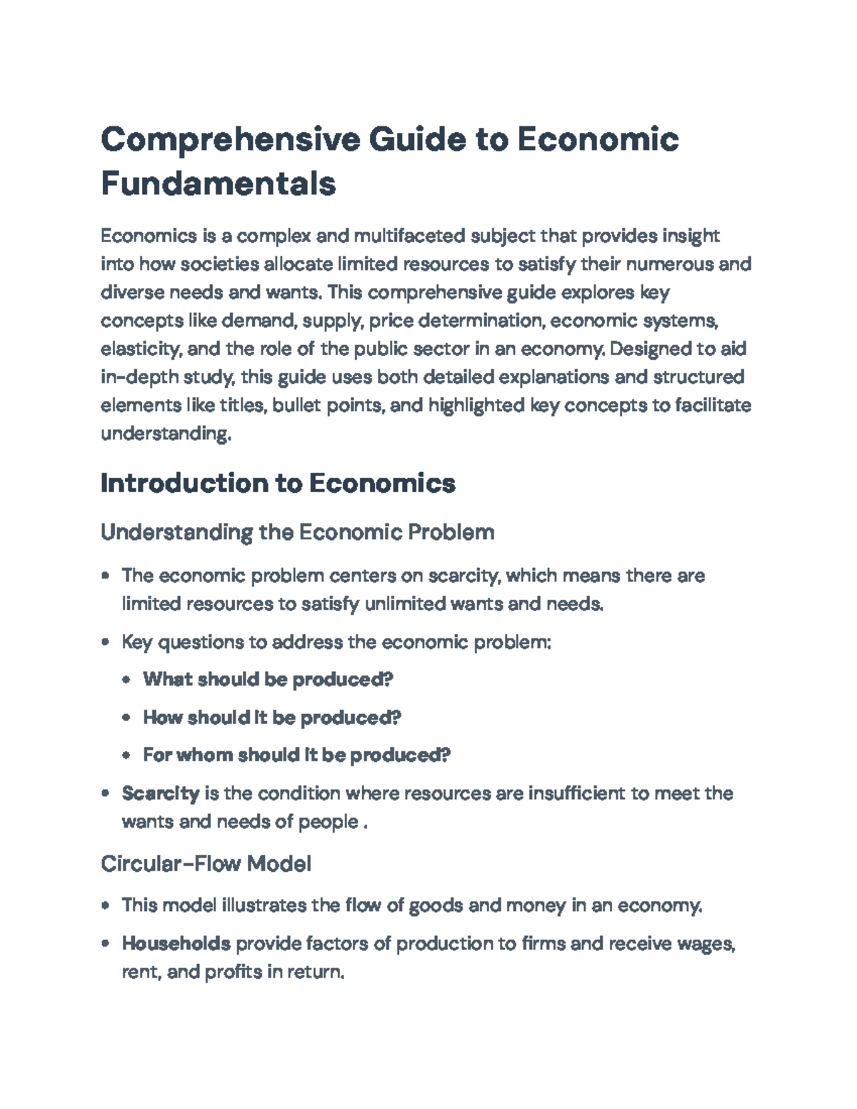 Comprehensive Guide to Economic Fundamentals (ECO101 - Study Notes ...