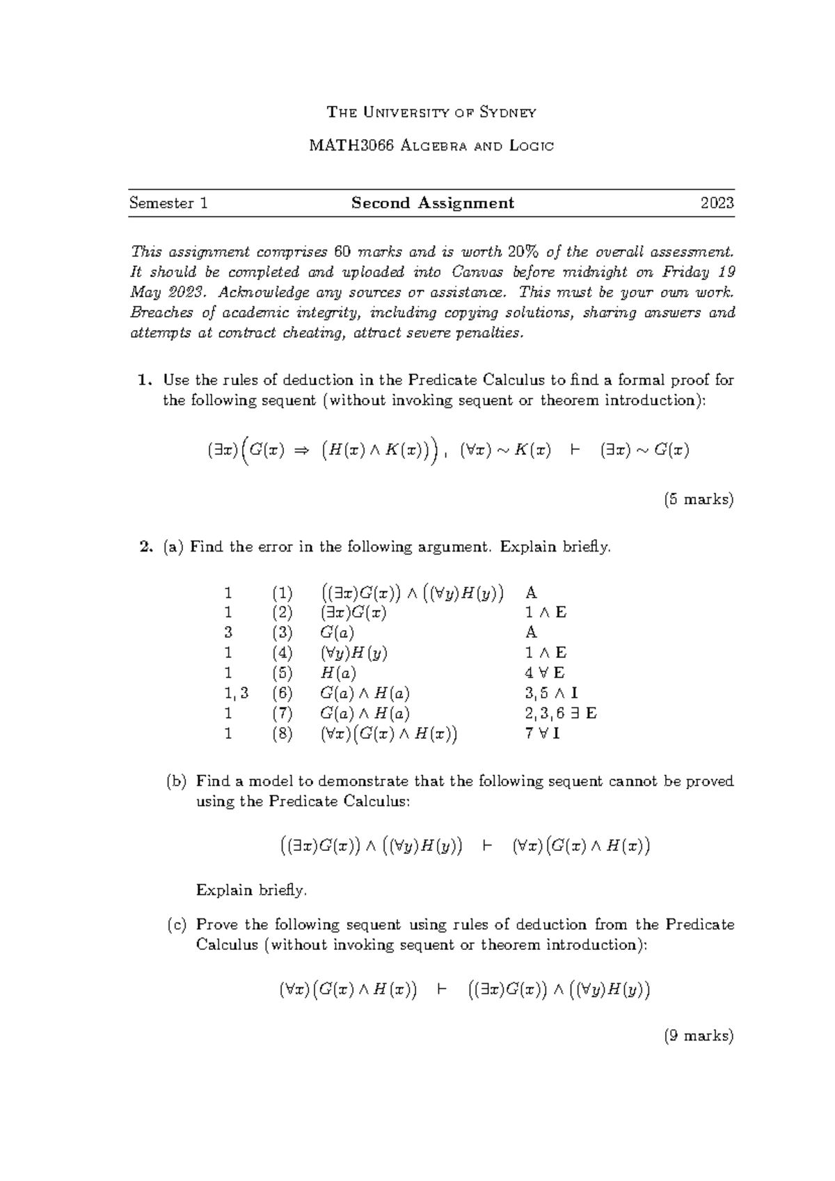 MATH3066 Semester 1 Second Assignment Details - 2023 - Studocu