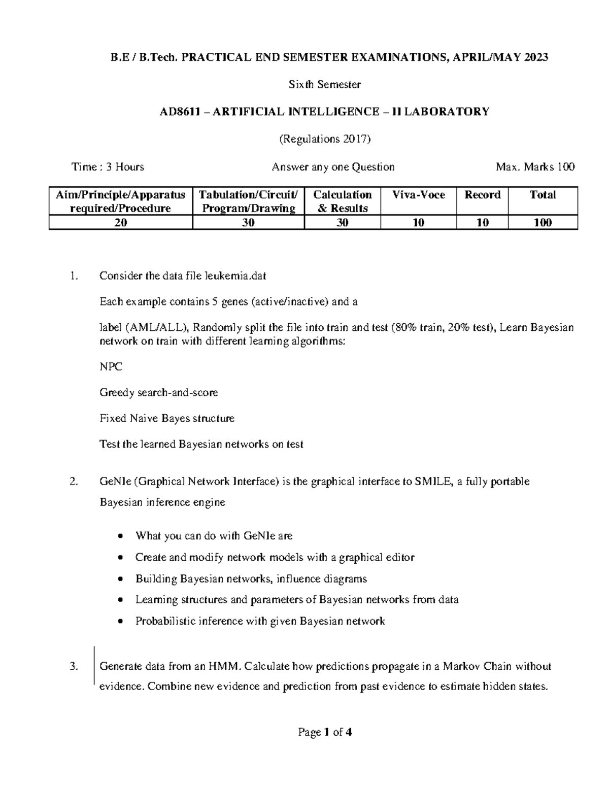AD8611 AI II Lab Practical Exam Set 1 - 2023 - Studocu