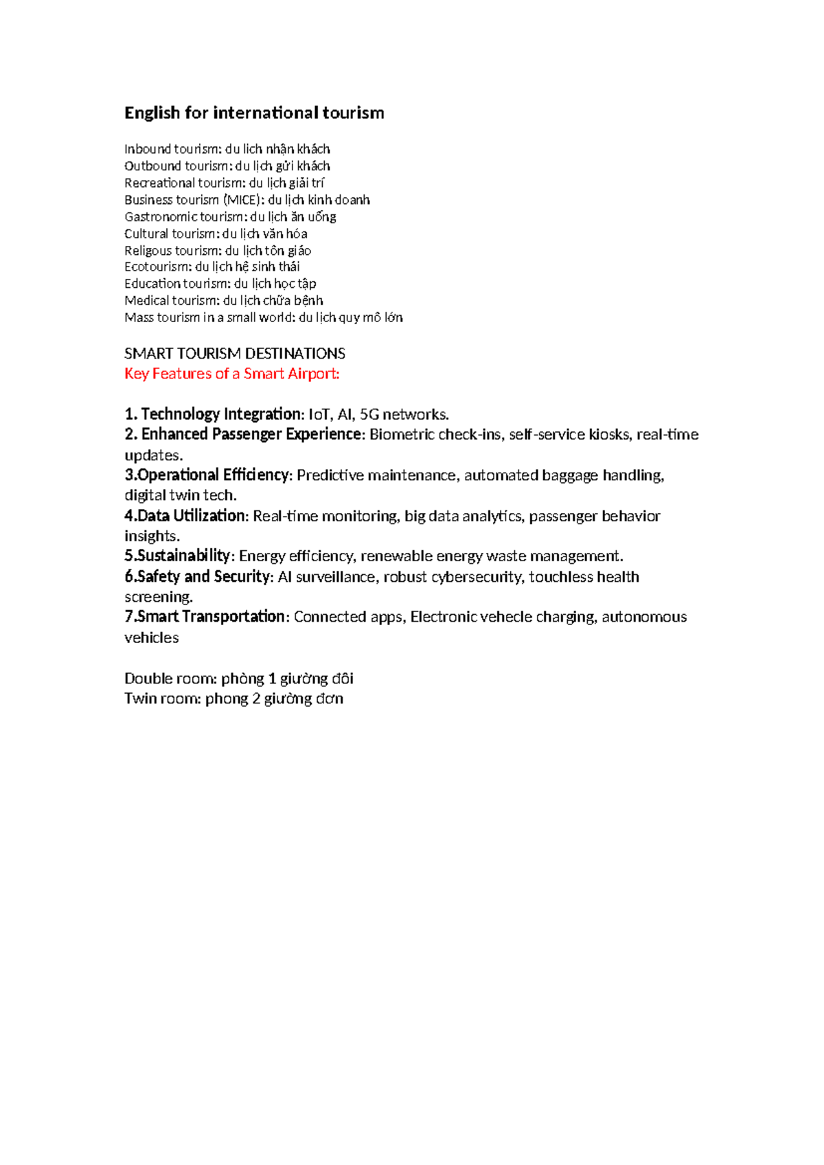 English for International Tourism: Key Concepts and Smart Destinations -  Studocu