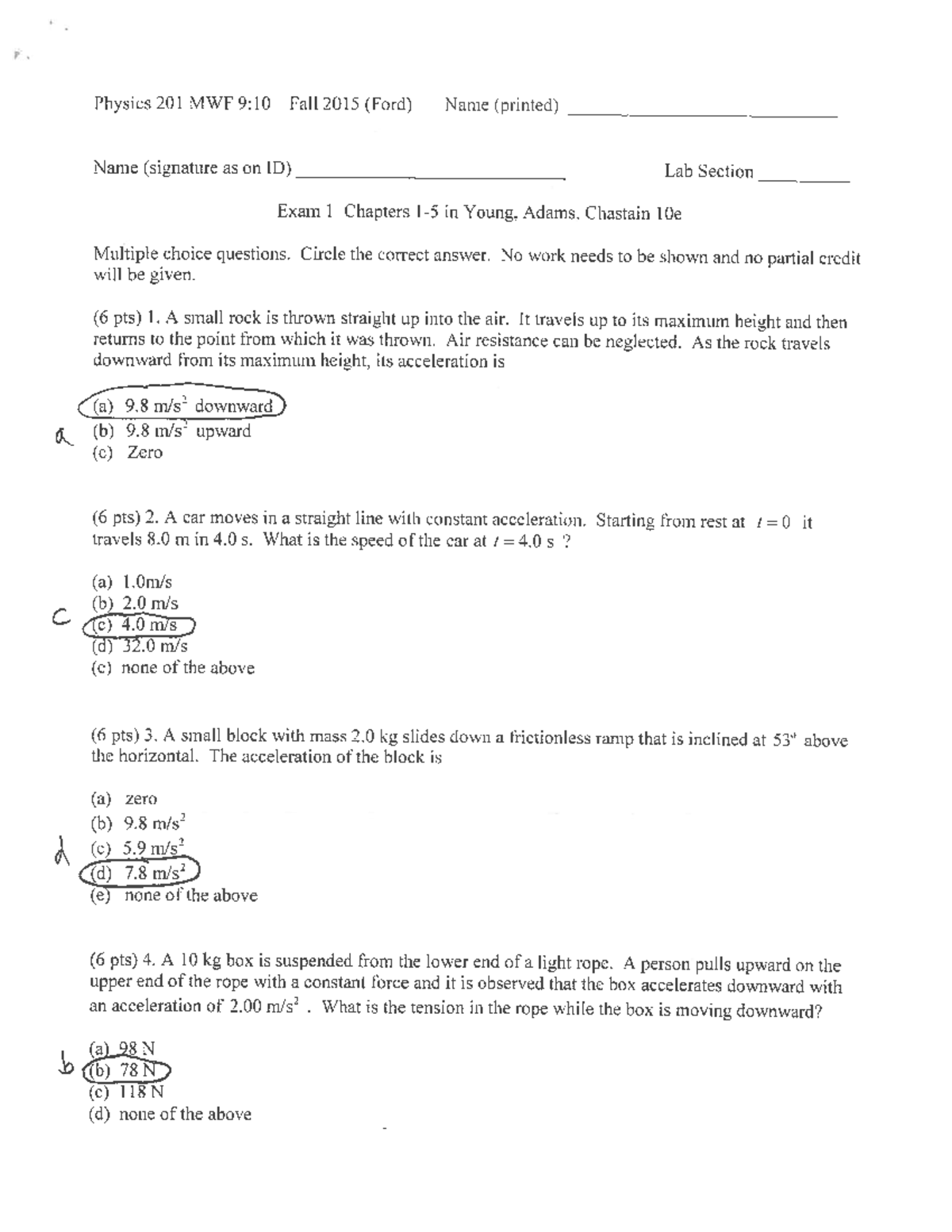 Ex1f15ans - Practice Exam 1 Review and Solutions - Studocu
