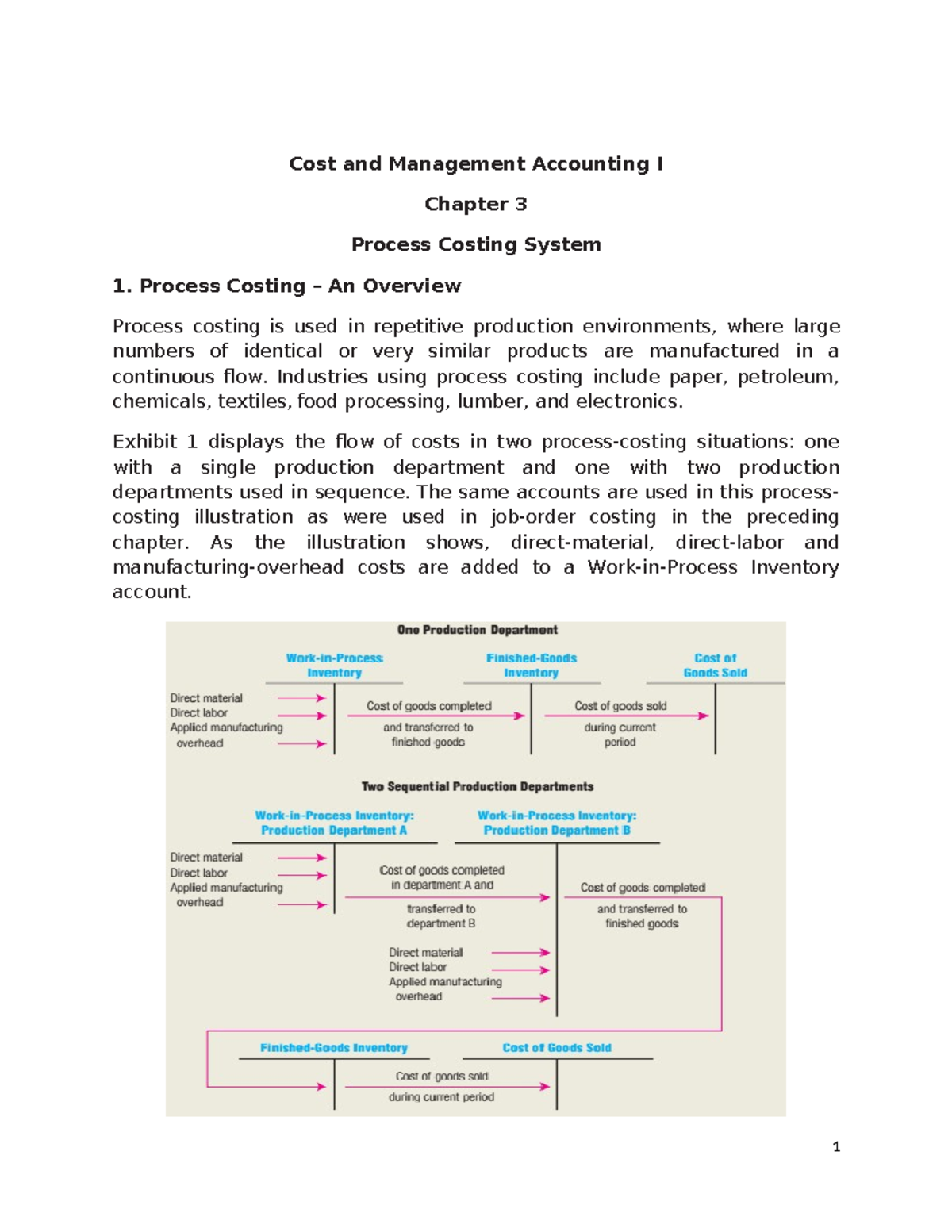 Cost And Management Accounting I Chapter 3 Process Costing System