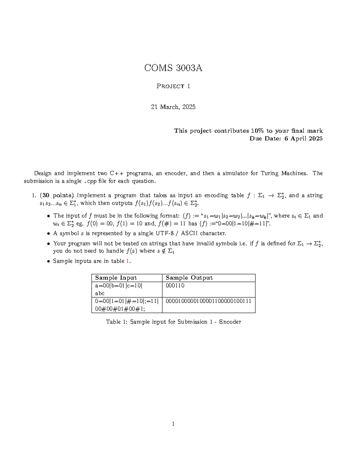 COMS 3003A Final Project 1: Turing Machine Encoder & Simulator - Studocu