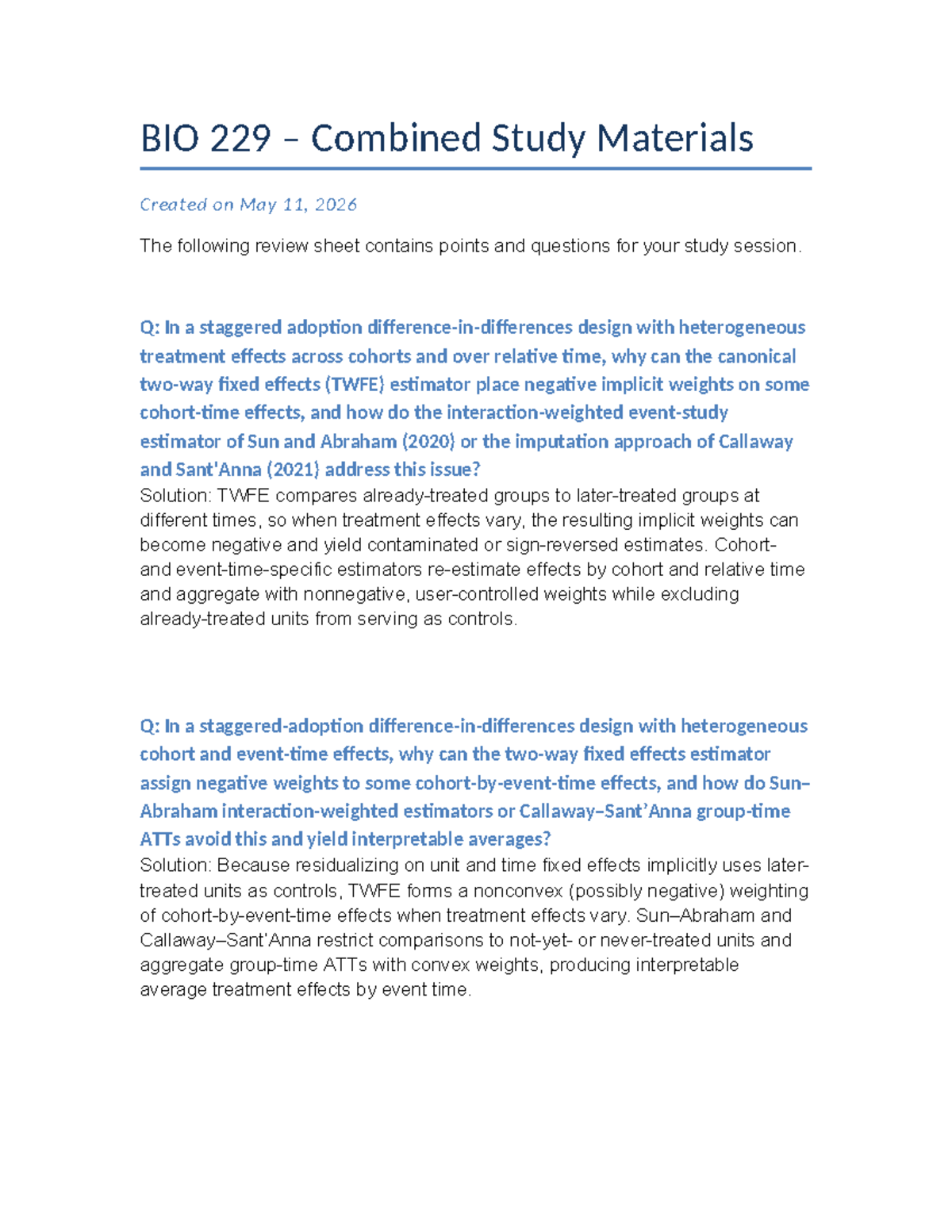 BIO 229 Final Exam Study Guide: Key Concepts and Questions - Studocu