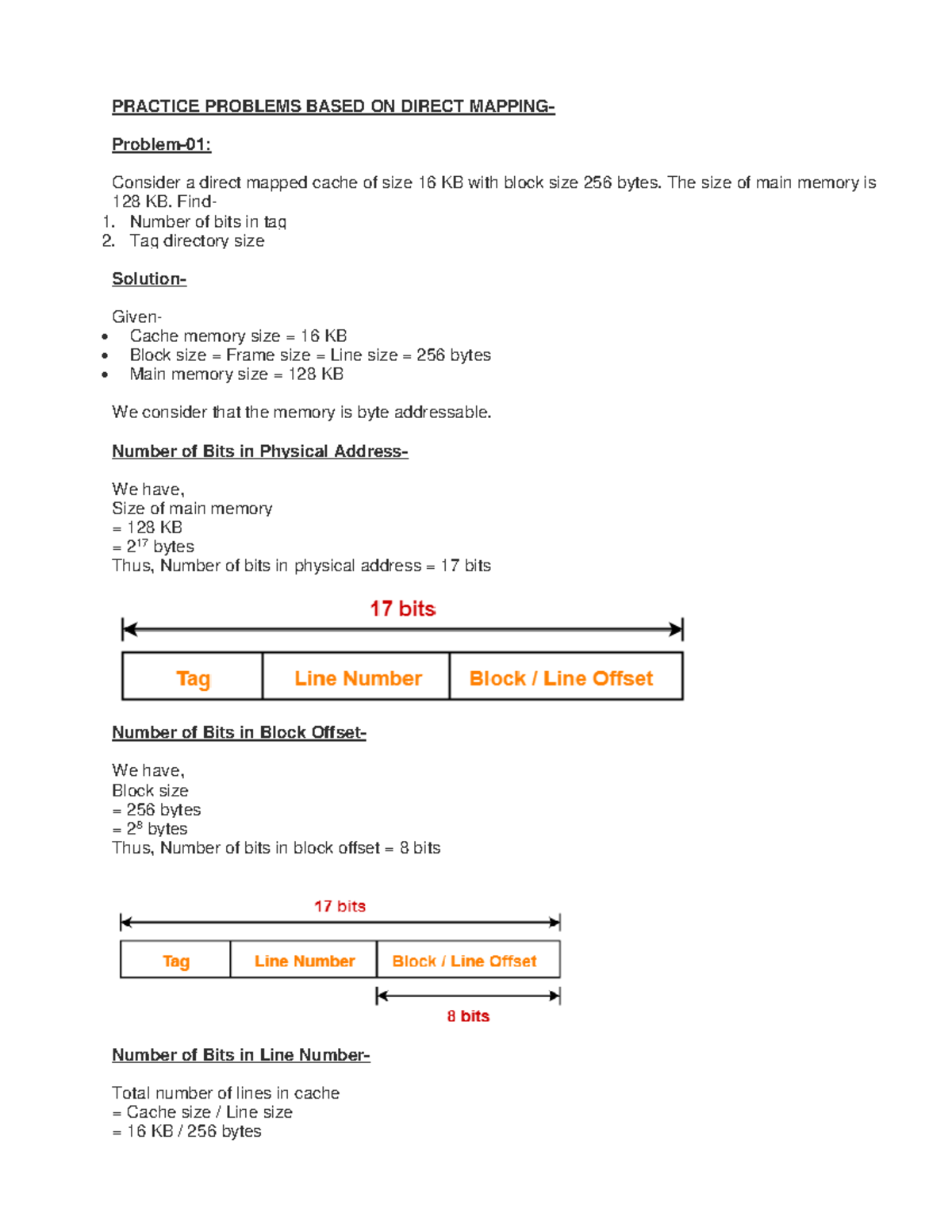 Direct-Mapped Cache Problems Solution: Calculating Tag Bits & Directory ...