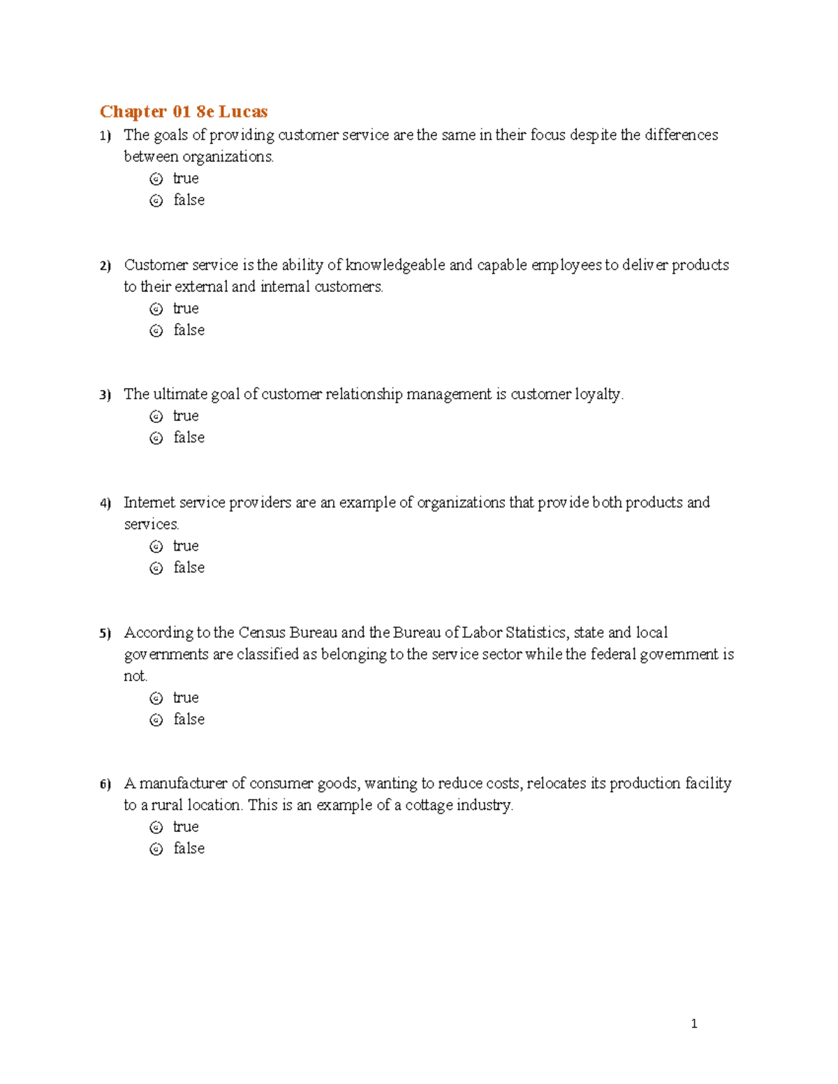 Test Bank for Customer Service Skills for Success (8th Ed) - Chapter 1 ...