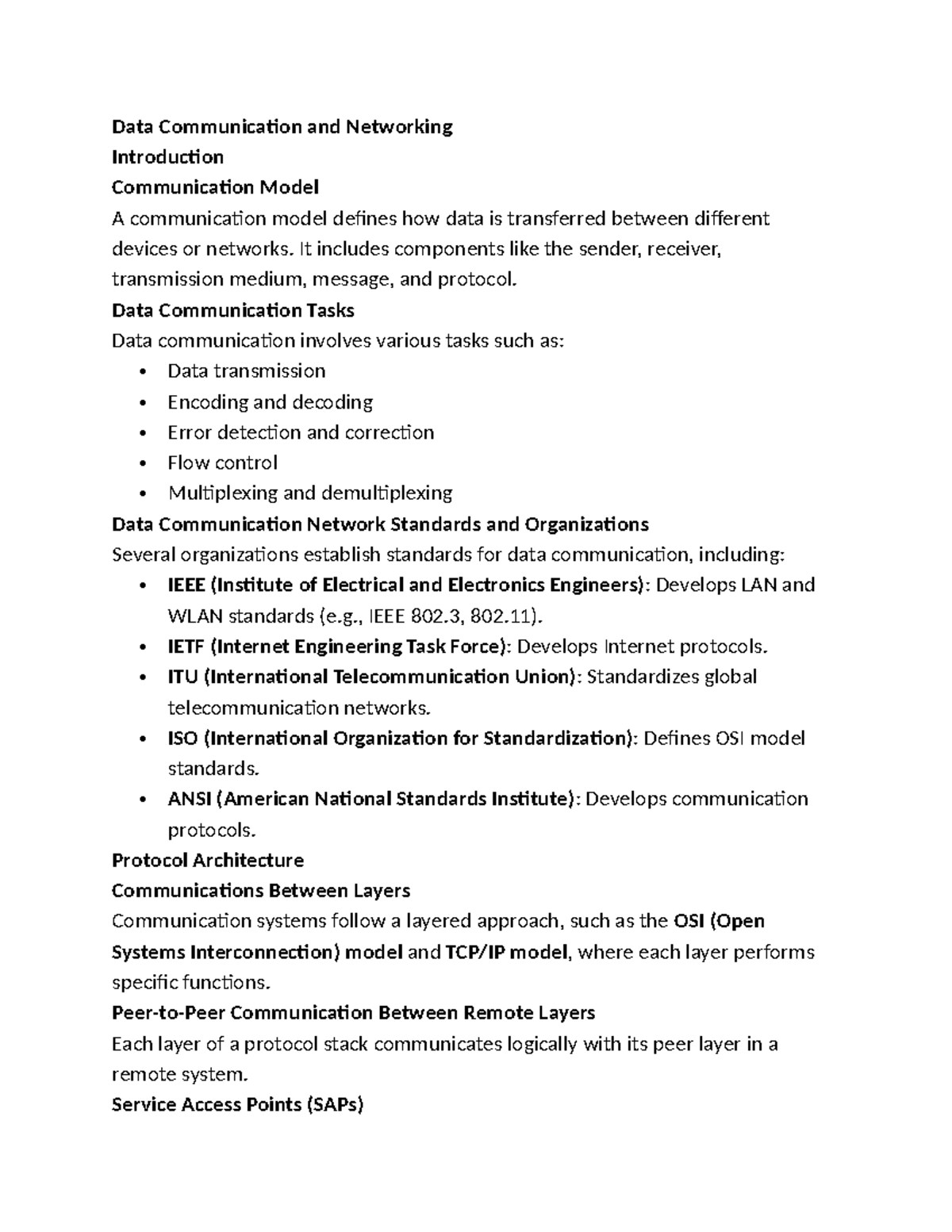 Data Communication and Networking: Intro to Models and Protocols - Studocu