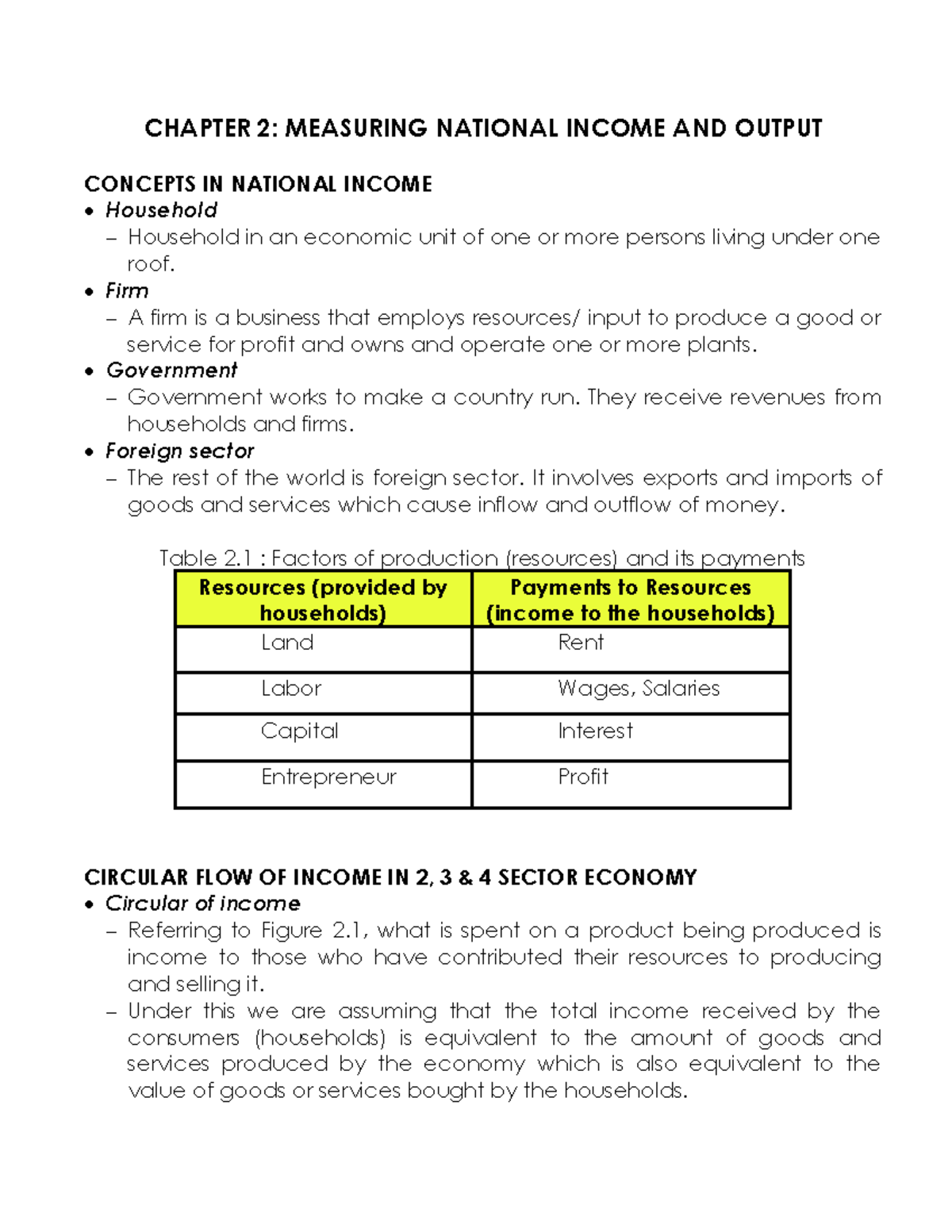 CHAPTER 2: NATIONAL INCOME ACCOUNTING AND MEASUREMENT CONCEPTS - Studocu