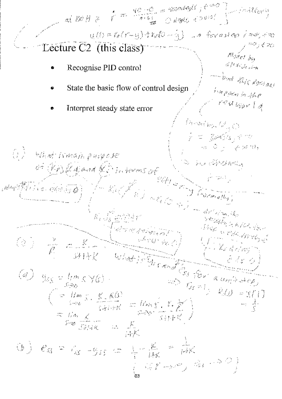 Week 5 Lecture Notes: PID Control and Steady State Error Analysis (VAR ...