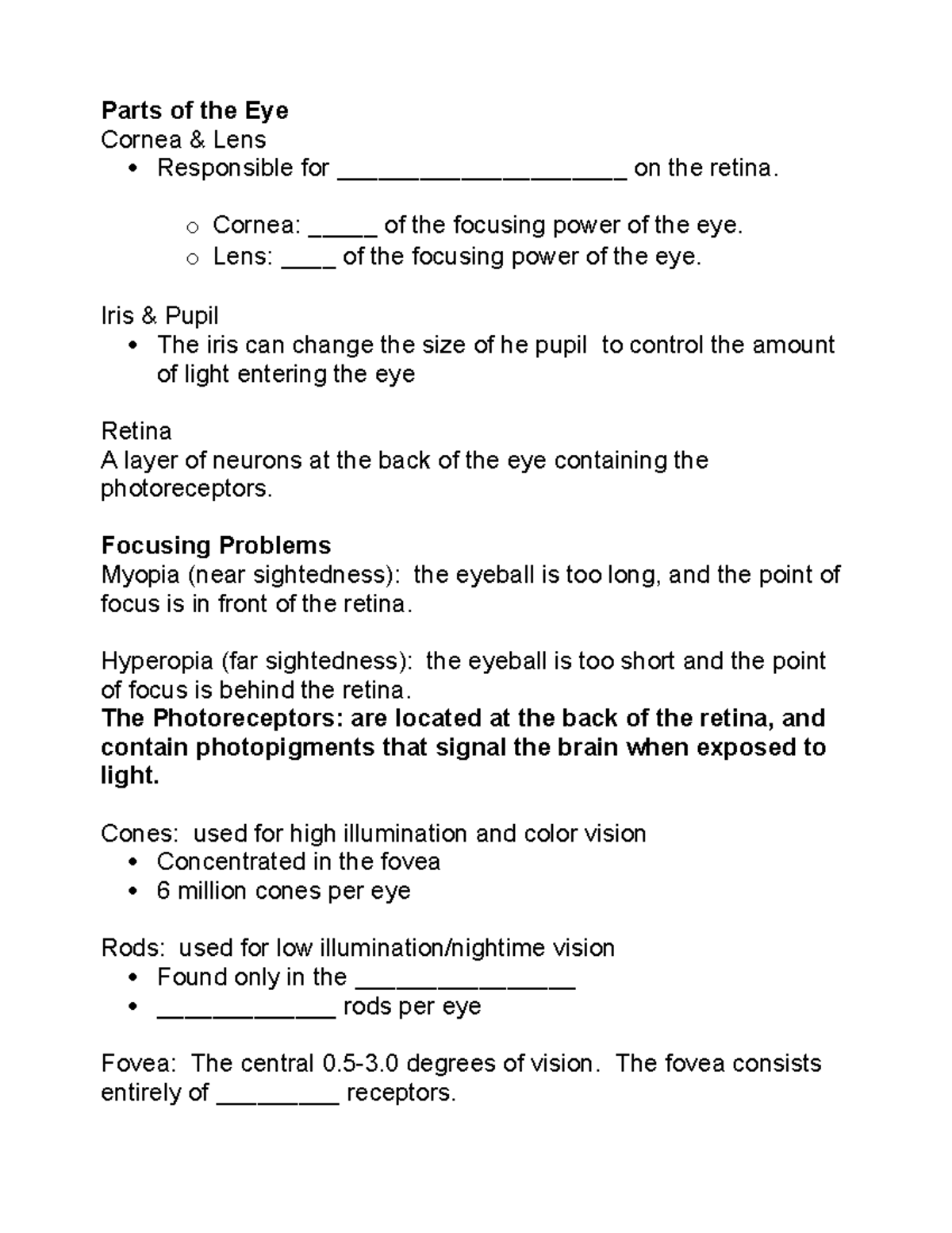 100 6 - Sensation & Perception: Eye & Auditory System Overview - Studocu