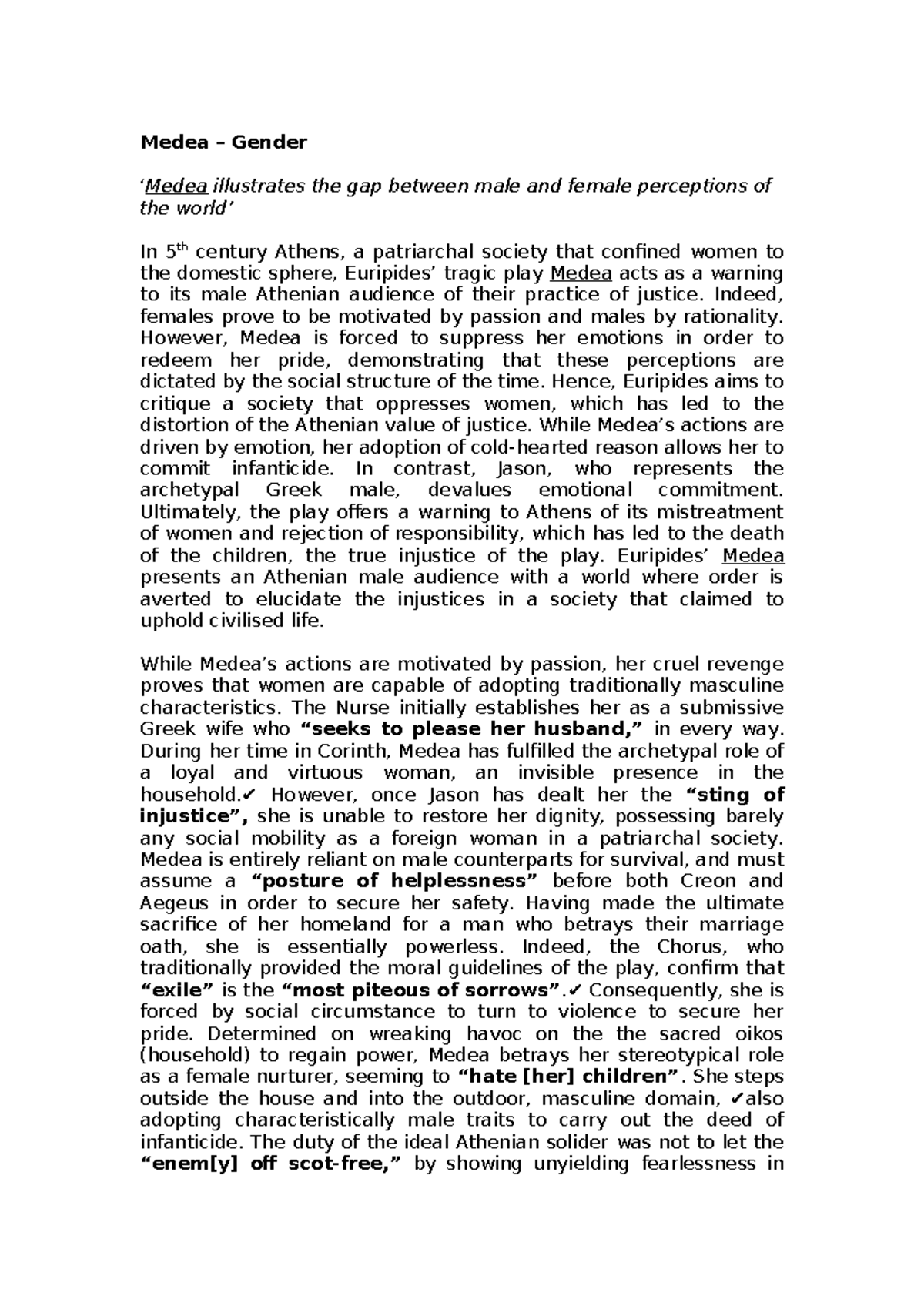 Medea and Gender: A Critical Analysis of Athenian Society in 5th ...