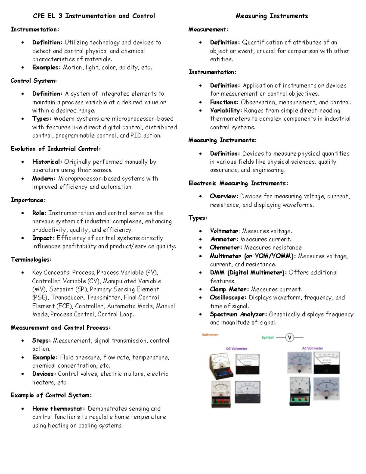 CPE EL3 Instrumentation & Control: Comprehensive Reviewer Guide - Studocu