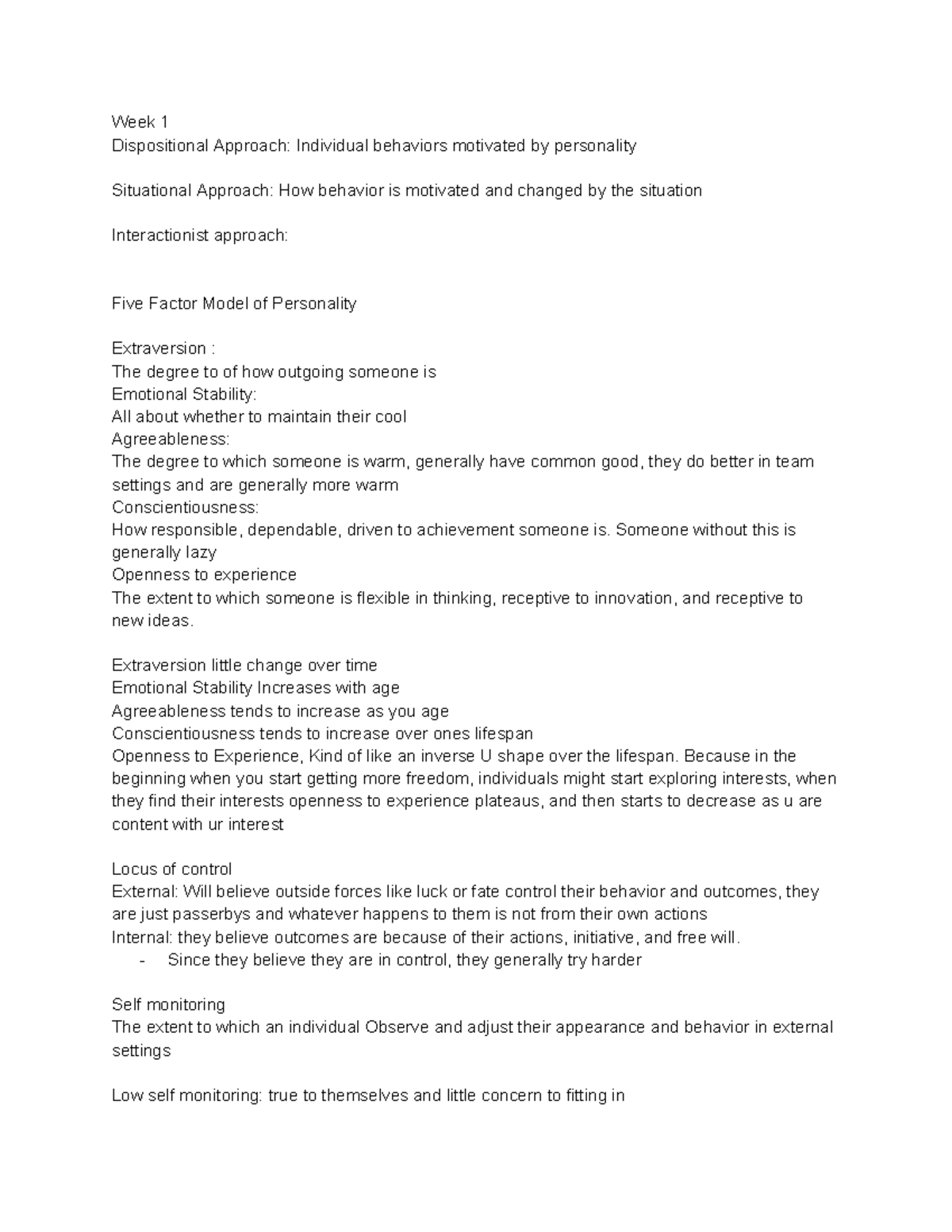 Week 1 1BA3 - Dispositional & Situational Approaches in OB - Studocu