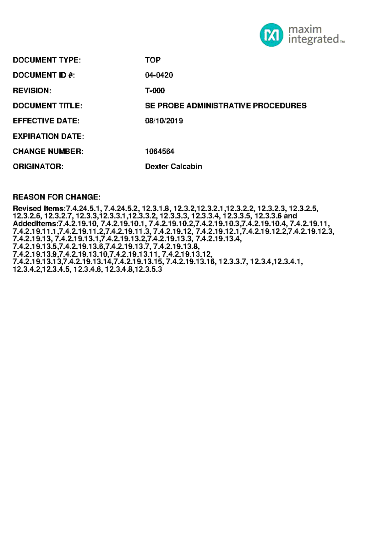 SE Probe Admin Procedures: Revision 1064564 Overview and Changes - Studocu
