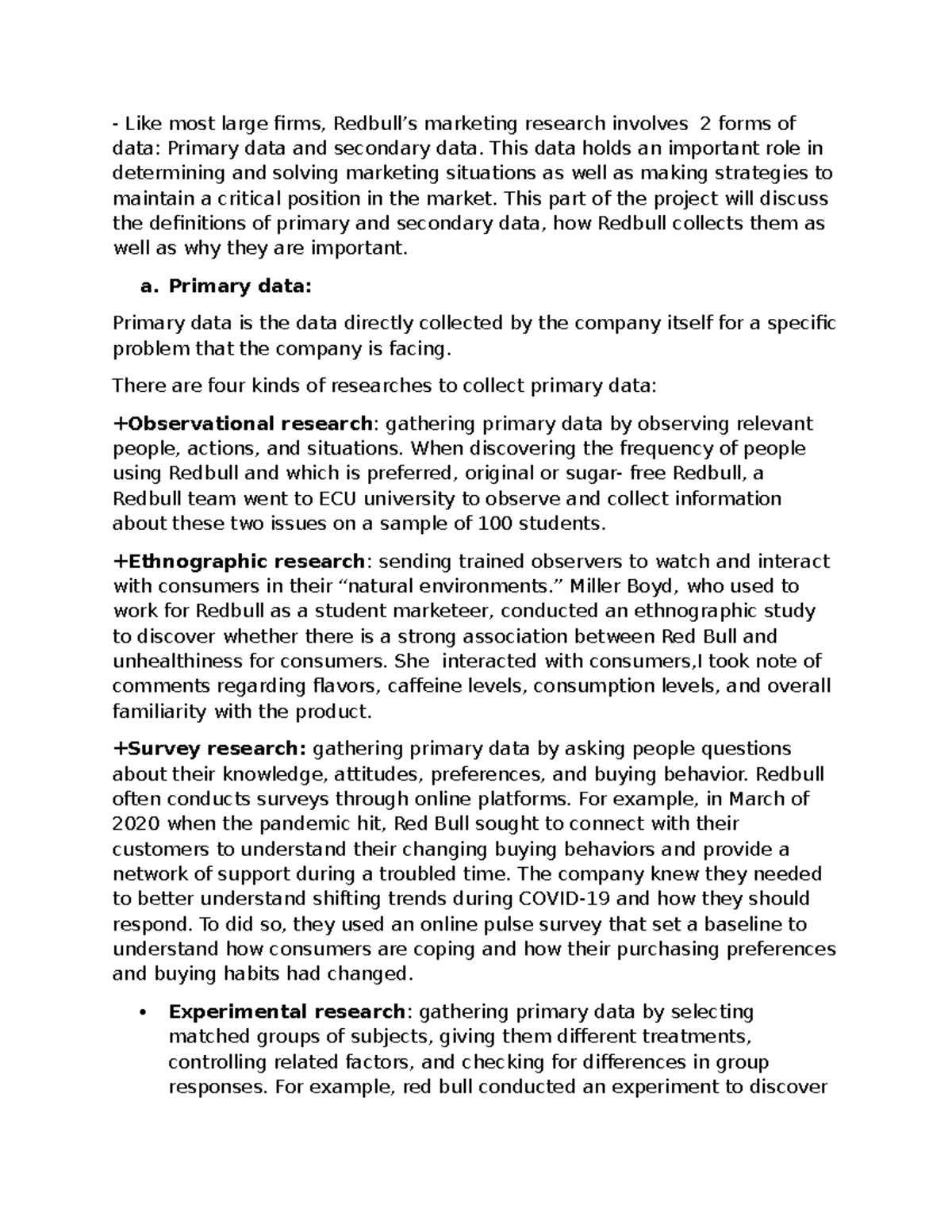 Marketing Research: Primary & Secondary Data Analysis - Homework - Studocu