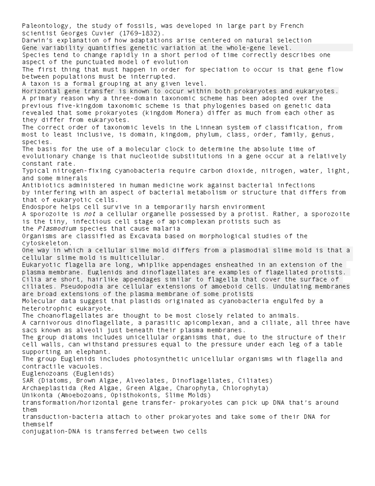 BIO101 Exam 1 Review Cheat Sheet - Key Concepts and Terms - Studocu