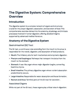 Digestive System - Study Notes & Assignments - Studocu