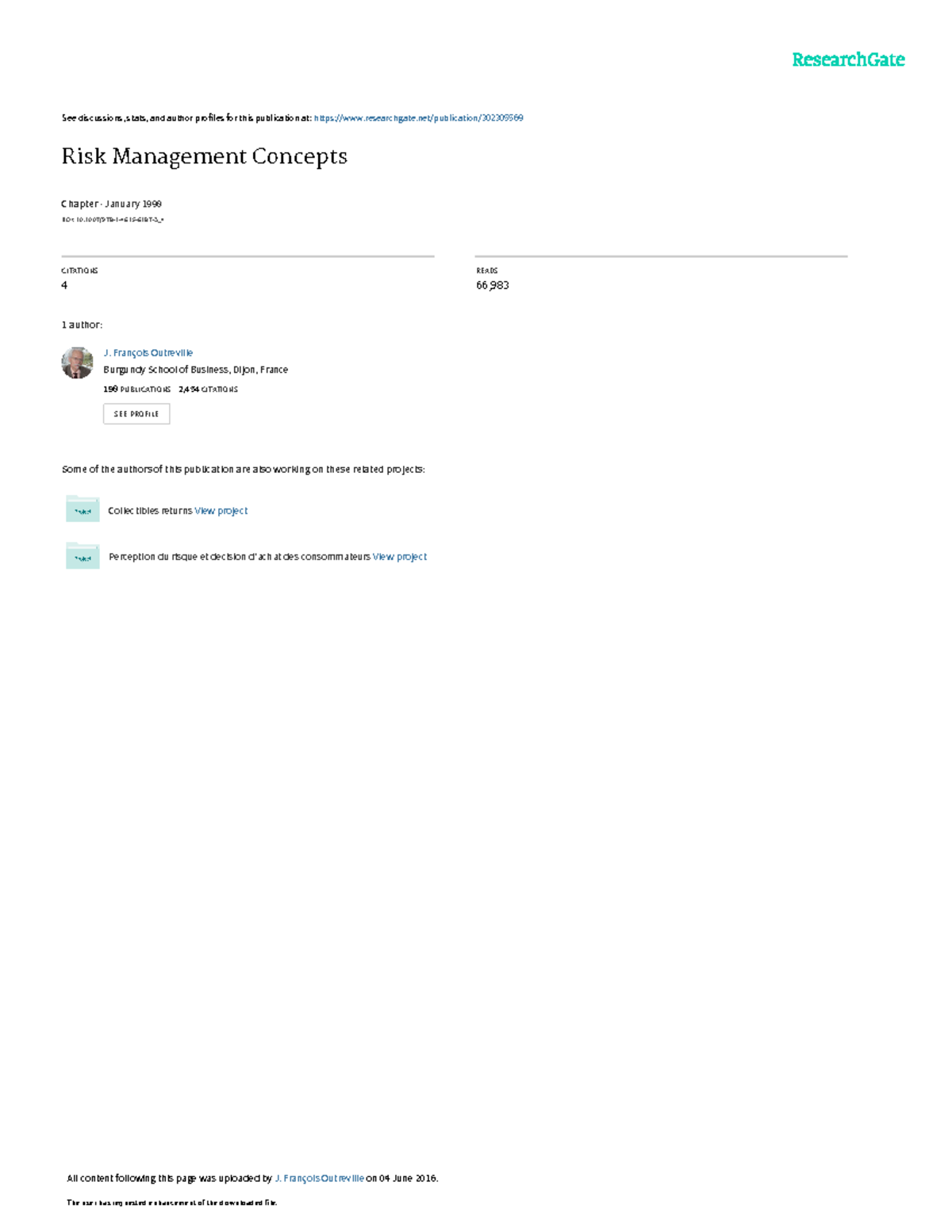 4 - RISK MANAGEMENT CONCEPTS: A Comprehensive Overview - Studocu