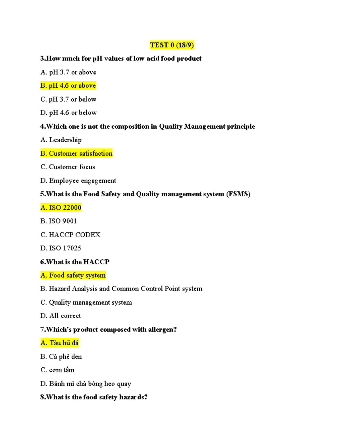 Midterm Exam - Food Safety and Quality Management (FSQM) - Studocu