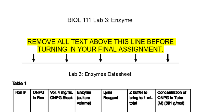 BIOL Lab 3: Enzyme Activity Analysis and Datasheet - Studocu