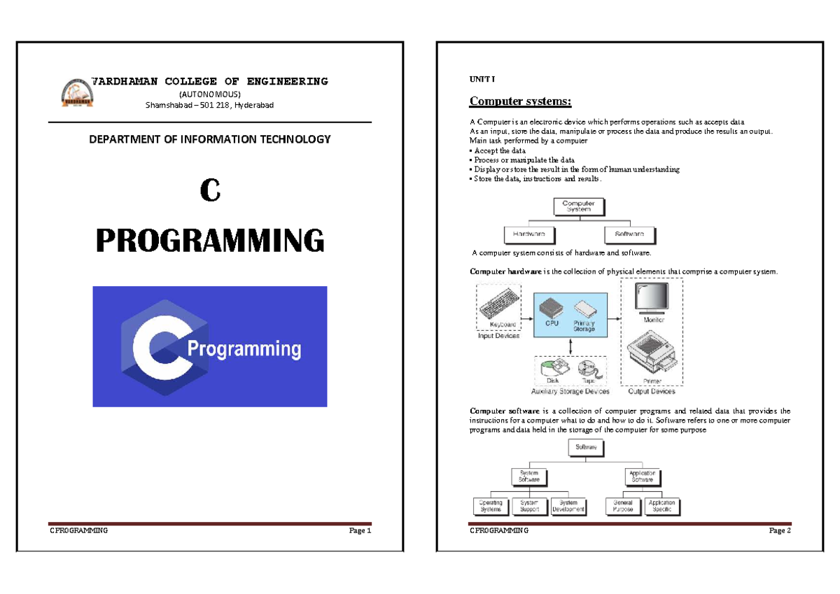 C Programming - Introduction to Computer Systems and Software Concepts ...