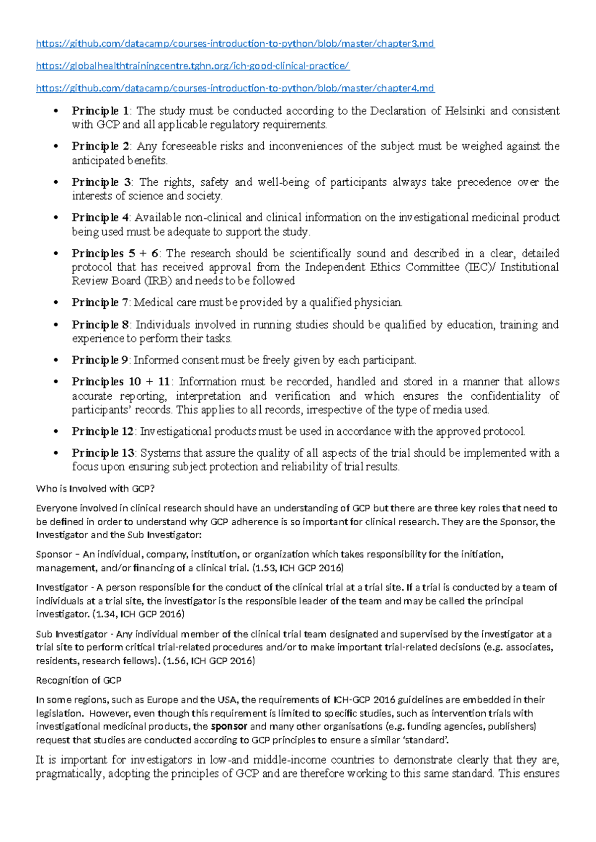 ICH Good Clinical Practice Guidelines Overview and Key Principles - Studocu