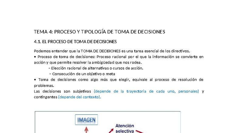 TEMA 4: Proceso y Tipología de Toma de Decisiones en MIM - Studocu