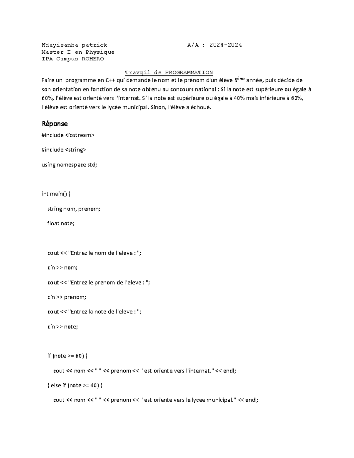 BUSINESS PLAN for PRIVATE SCHOOL - C++ PROGRAMMING PROJECT - Studocu
