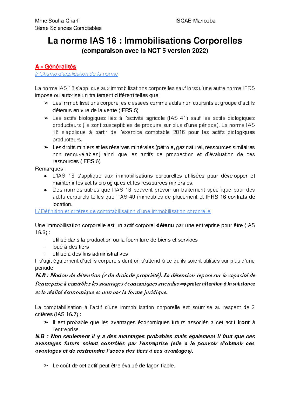 IAS 16 : Immobilisations Corporelles - Exemples et Corrigés (3ème ...