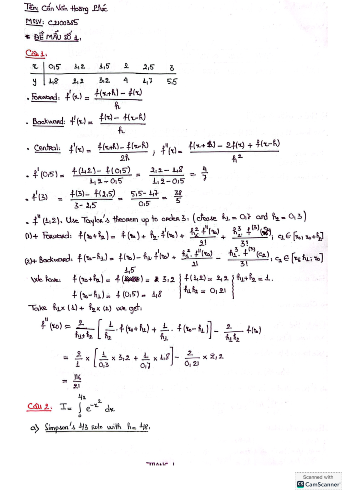GTSGK - Calculus Exam Notes: Numerical Integration Methods and Errors ...