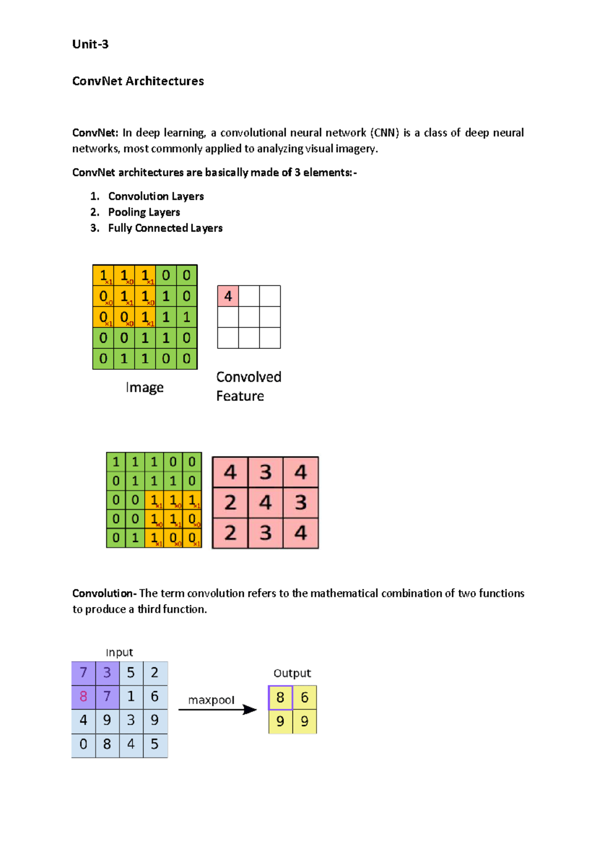 Unit-3-updated - Deep learning notes - ConvNet Architectures ConvNet ...