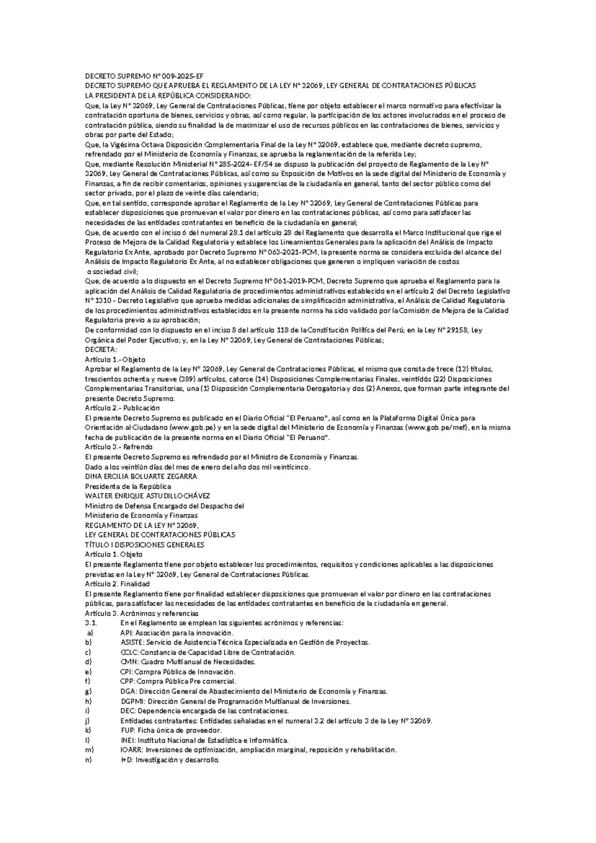 Reglamento de la Ley 32069: Contrataciones Públicas en Perú - Studocu