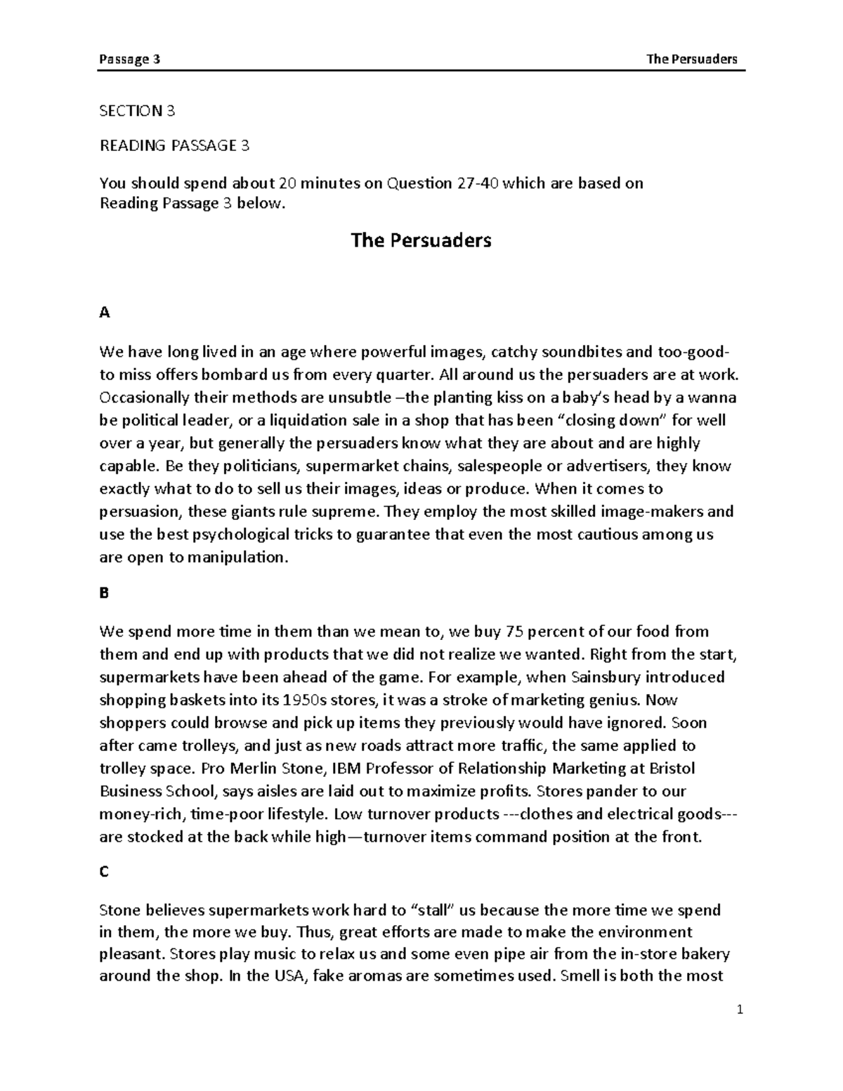 05 Passage 3 - The Persuaders: Q27-40 Study Guide - Studocu