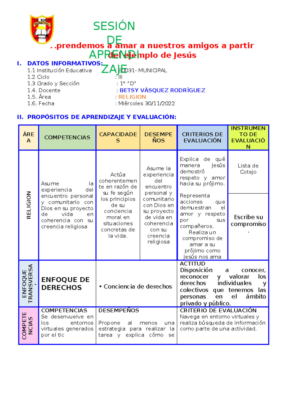 SESION DE RELIGION: Aprendemos a Amar a Nuestros Amigos como Jesús ...