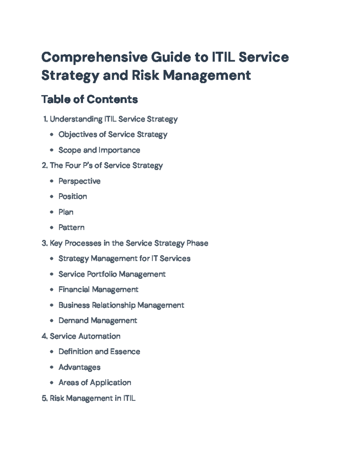ITIL Service Strategy and Risk Management Comprehensive Guide ...