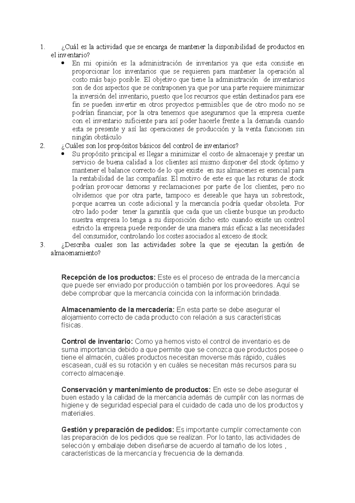 FORO DE Logística I: Administración y Control de Inventarios - Studocu