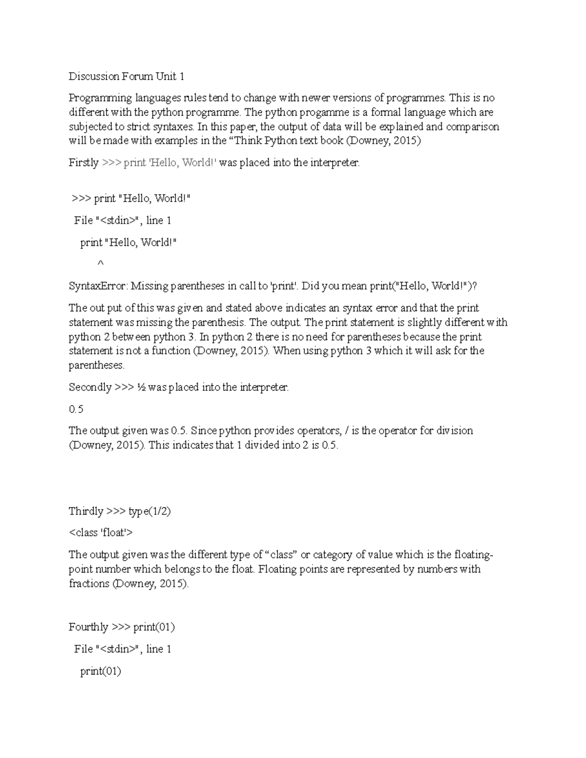 Discussion Forum Unit 1: Python Programming Language Rules - Studocu