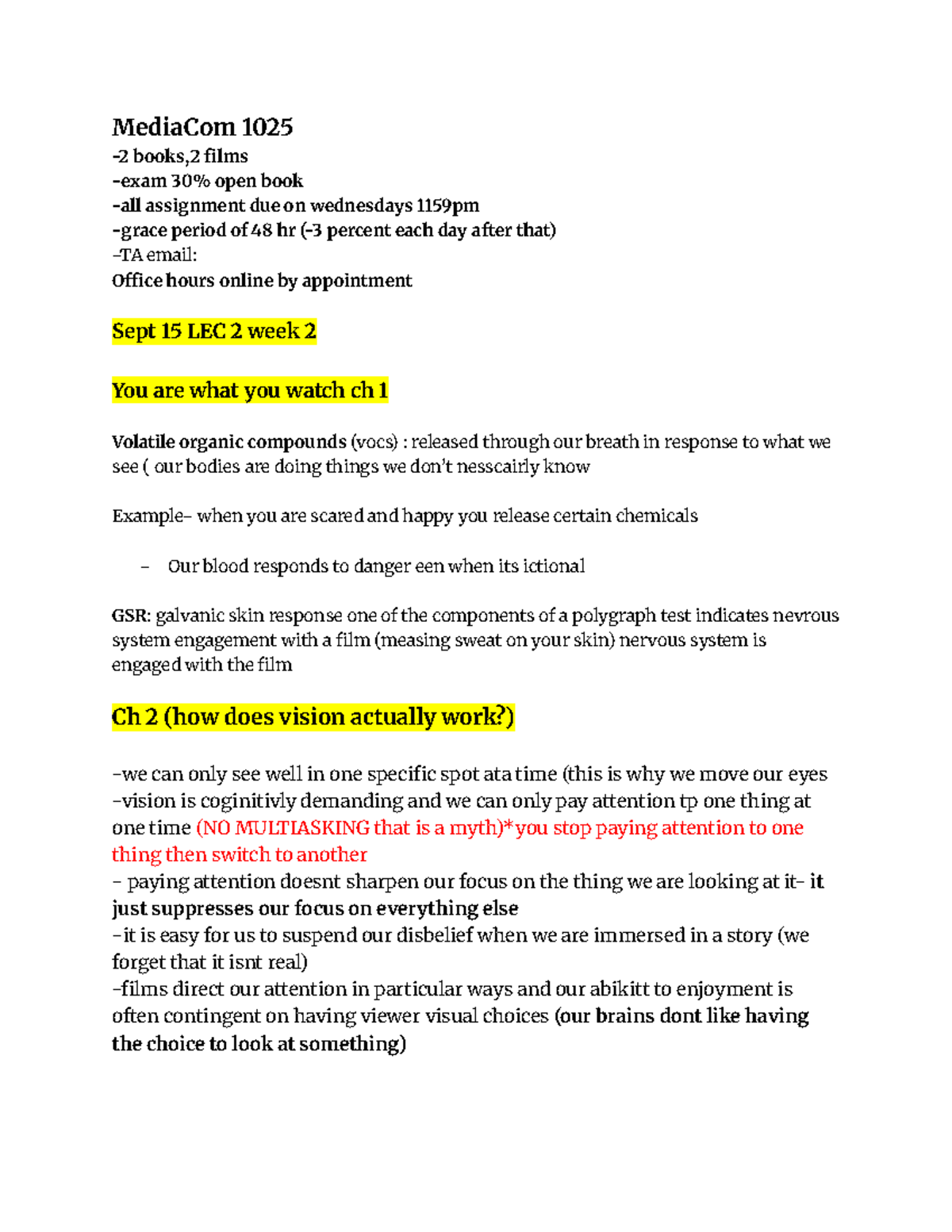 MediaCom 1025 Lecture Notes: Week 2 Overview - Studocu