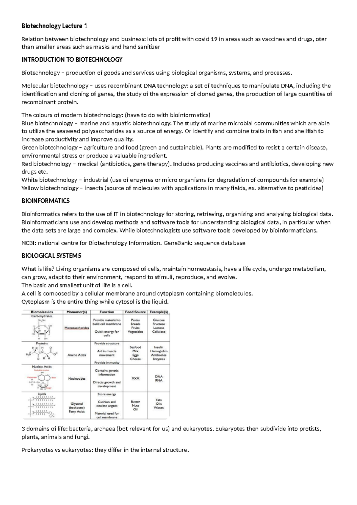 Biotechnology Lecture 1: Introduction to Key Concepts and Applications ...