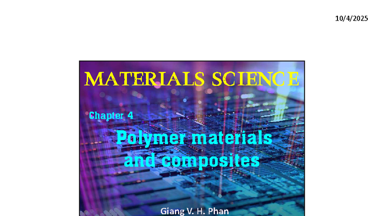 MATERIALS SCIENCE Chapter 4: Polymer Materials and Composites - Studocu