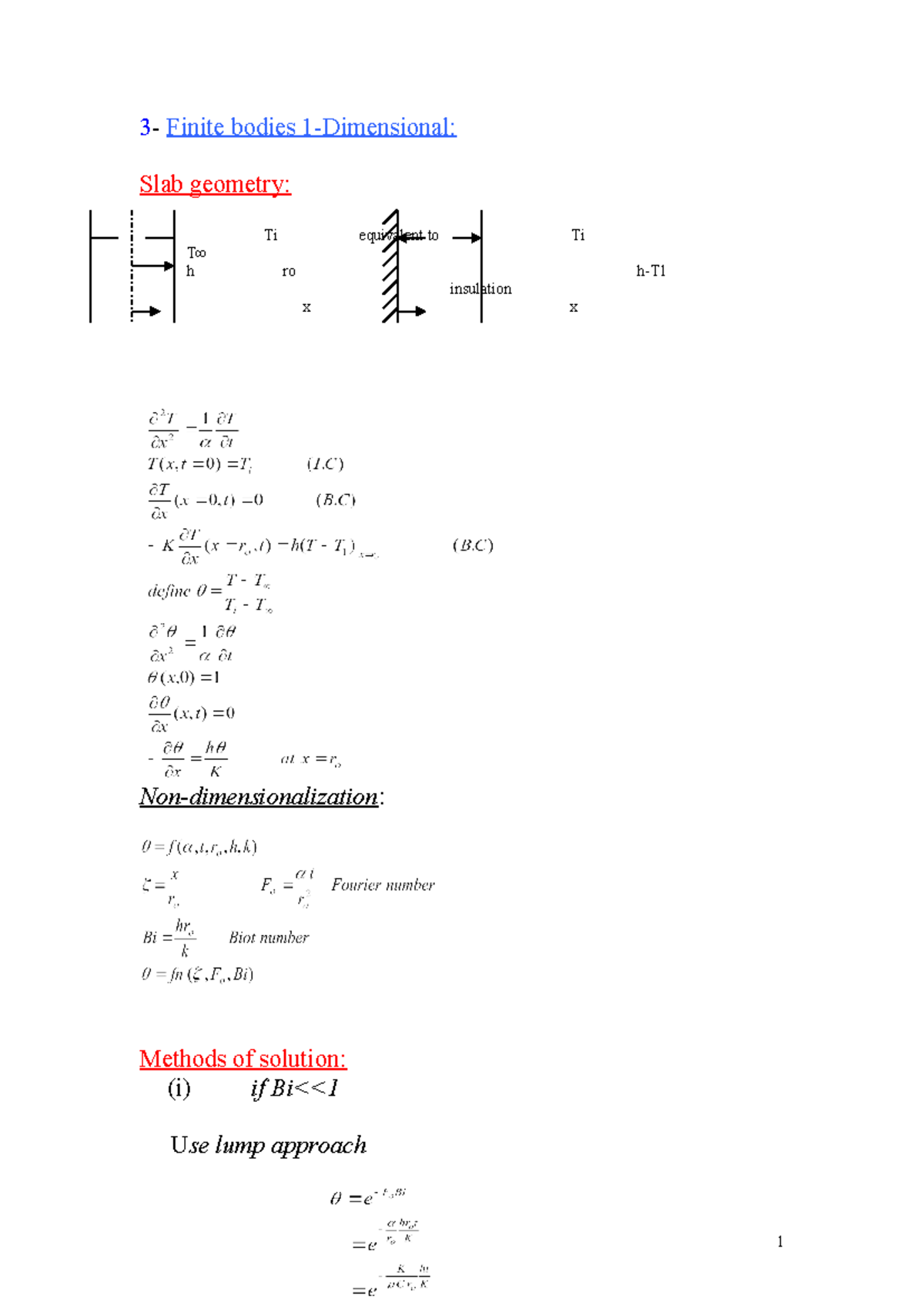 Finite-Conduction-Transient - 3 - Finite bodies 1-Dimensional: Slab ...