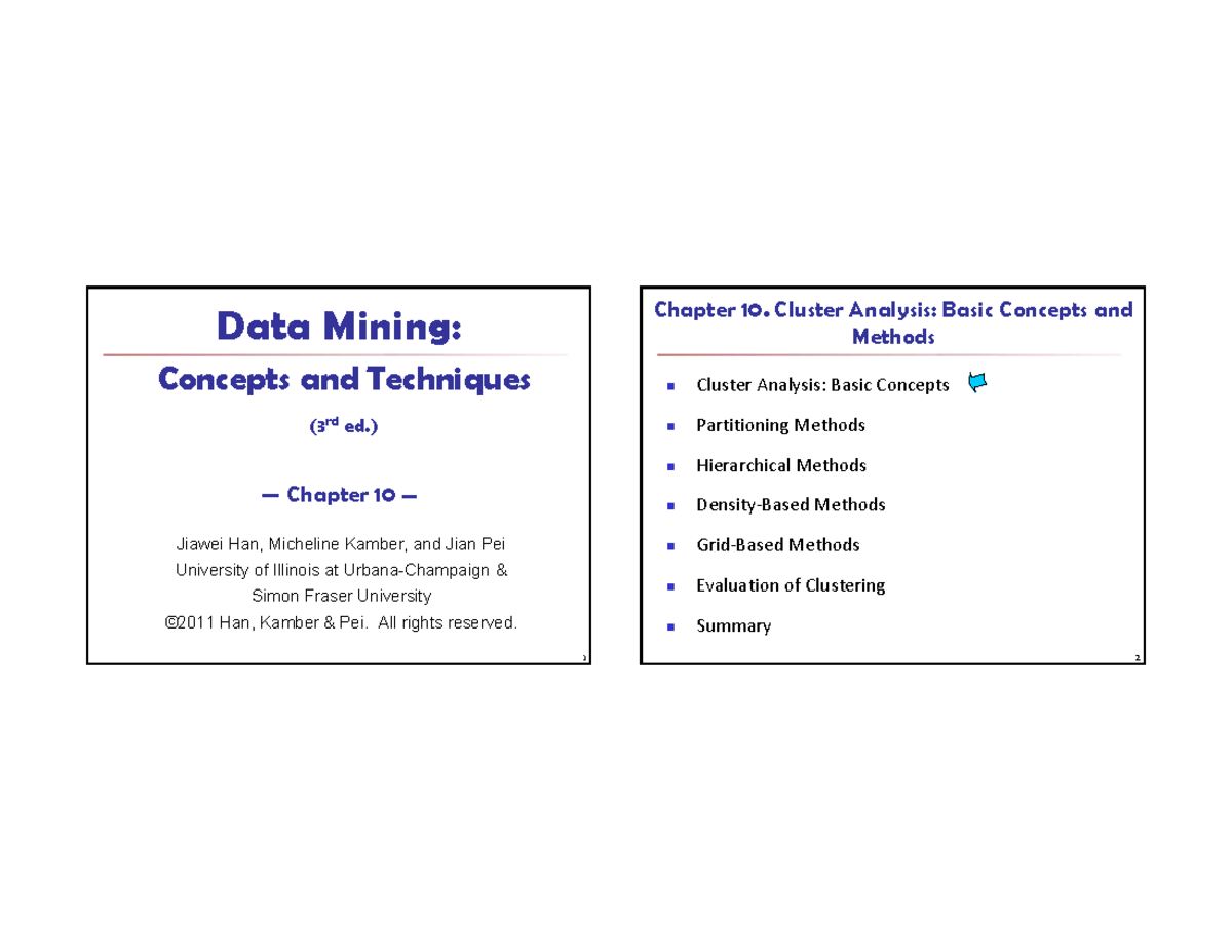 Chapter 10: Cluster Analysis Methods in Data Mining (CS 101) - Studocu