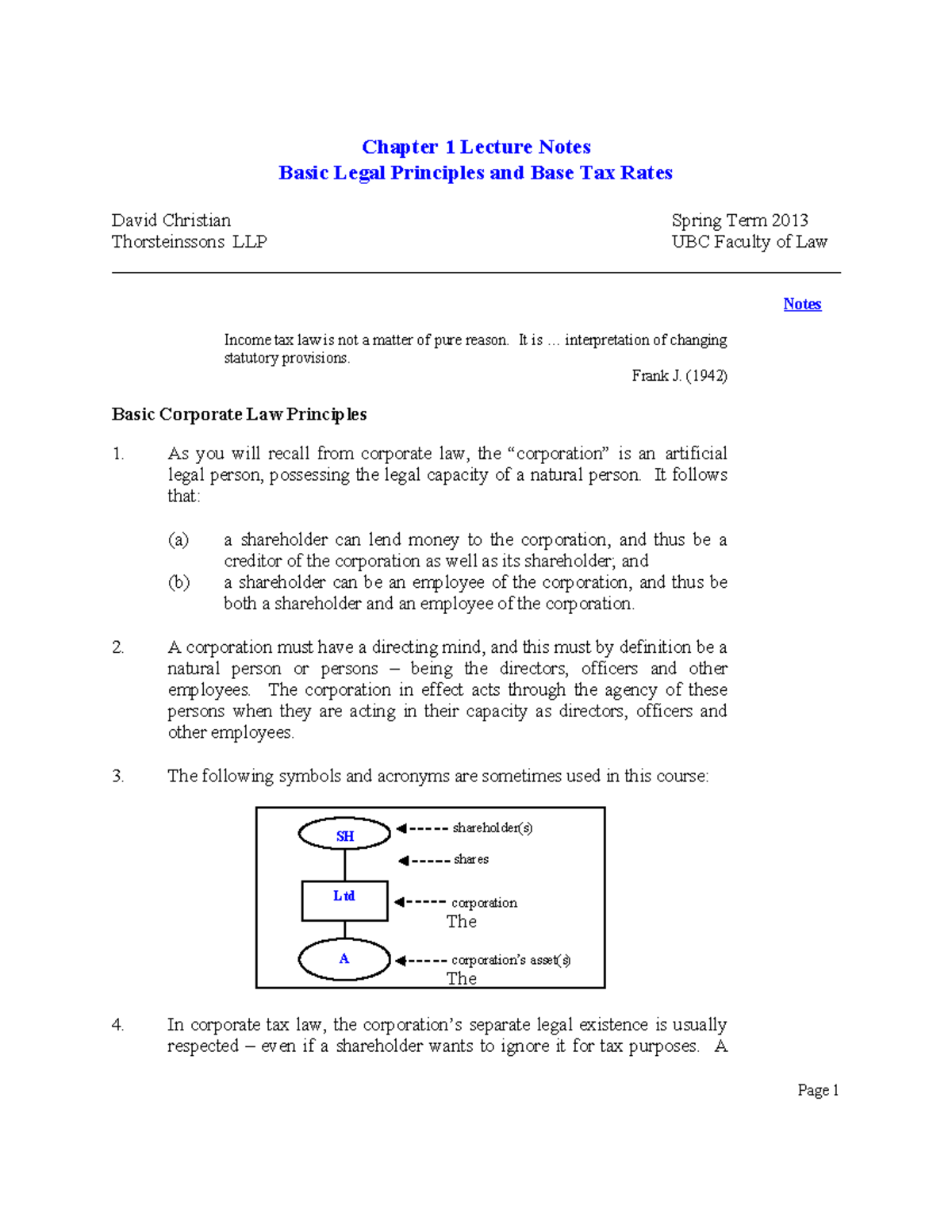 Chapter 1 Lecture Notes on Taxation (LAW 101) - Studocu